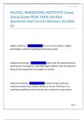 DIGITAL MARKETING INSTITUTE Exam&semi; Actual Exam With 100&percnt; Verified Questions And Correct Answers &vert;Graded A&plus;
