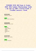 NUR100&sol; NUR 100 Exams 4&colon; &lpar;Latest 2025&sol; 2026 Updates STUDY BUNDLE WITH COMPLETE SOLUTIONS&rpar; Pharmacology &vert; Qs and As&vert; 100&percnt; Correct&vert; Grade A &lpar;Verified Answers&rpar;&ndash; Fortis