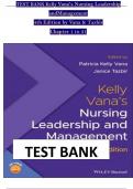 TEST BANK For Kelly Vana's Nursing Leadership and Management 4th Edition by Patricia Kelly Vana &comma; Janice Tazbir  chapter 1-31