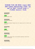 NUR100&sol; NUR 100 HESI&colon; &lpar;Latest 2025&sol; 2026 Update&rpar; Pharmacology Guide &vert; Qs and As&vert; 100&percnt; Correct&vert; Grade A &lpar;Verified Answers&rpar;&ndash; Fortis