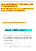 HESI RN MATERNITY TEST BANK HESISTUDY-GUIDE-HESIMATERNITY-PEDS EDITED &lpar;300 Q & As&rpar; 100&percnt; CORRECTLY&sol;VERIFIED