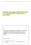 REVENUE CYCLE FINAL EXAM STUDY GUIDE &num; 2 &vert; 201 QUESTIONS &vert; WITH ACTUAL SOLUTIONS&excl;&excl;