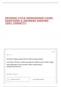 REVENUE CYCLE MANAGEMENT EXAM QUESTIONS & ANSWERS VERIFIED 100&percnt; CORRECT&excl;&excl;