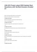 LRA 223 Finals Latest 2025 Update Real Questions with Verified Answers Graded A&period;