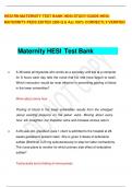 HESI RN MATERNITY TEST BANK HESI-STUDY-GUIDE-HESIMATERNITY-PEDS EDITED &lpar;300 Q & As&rpar; 100&percnt; CORRECTLY&sol;VERIFIED Maternity HESI Test Bank