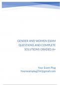 Gender and Women Exam Questions and Complete Solutions Graded A&plus;