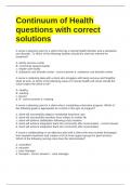 Continuum of Health questions with correct solutions