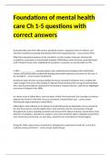 Foundations of mental health care Ch 1-5 questions with correct answers