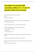 Foundations of mental health counseling- midterm ch&period; 1-5 and 7-8 questions with correct answers&period;