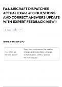 FAA AIRCRAFT DISPATCHER ACTUAL EXAM 400 QUESTIONS AND CORRECT ANSWERS UPDATE WITH EXPERT FEEDBACK &vert;NEW&excl;&excl;
