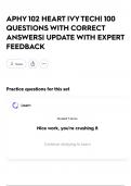 APHY 102 HEART IVY TECH&vert; 100 QUESTIONS WITH CORRECT ANSWERS&vert; UPDATE WITH EXPERT FEEDBACK