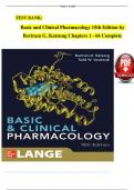 TEST BANK&colon; Basic and ClinicPharmacology al Pharmacology 15th Edition by Bertram G&period; Katzung Chapters 1 - 66 Complete Newest Version