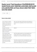 Dante Level 1 Test Questions COMPREHENSIVE QUESTIONS AND VERIFIED ANSWERS &lpar;DETAILED & ELABORATED&rpar; ACTUAL EXAM 2025 TEST 100&percnt; SOLVED 2025&excl;&excl;
