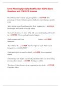 Event Planning Specialist Certification &lpar;CEPS&rpar; Exam  Questions and CORRECT Answers