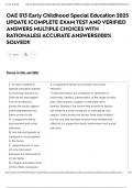 OAE 013 Early Childhood Special Education 2025 UPDATE &vert;COMPLETE EXAM TEST AND VERIFIED ANSWERS MULTIPLE CHOICES WITH RATIONALES&vert; ACCURATE ANSWERS&vert;100&percnt; SOLVED&excl;&excl;