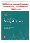 TEST BANK for Essentials of Negotiation&comma; 7th Edition by Roy Lewicki&comma; Bruce Barry  Chapters 1 - 12