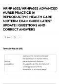 NRNP 6552&sol;NRNP6552 ADVANCED NURSE PRACTICE IN REPRODUCTIVE HEALTH CARE MIDTERM EXAM GUIDE LATEST UPDATE &vert; QUESTIONS AND CORRECT ANSWERS