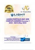 LJU4804 PORTFOLIO (MAY JUNE COMPLETE ANSWERS) Semester 1 2025 - DUE 16 May 2025 ;100% trusted ,comprehensive and complete reliable solution with clear explanation