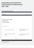 Georgia DDS Learners Permit Test &sol; Actual Questions & Verified Answers&comma; 2025 &sol; 2026&period;