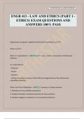 ENGR 413 - LAW AND ETHICS &lpar;PART 1 - ETHICS&rpar; EXAM QUESTIONS AND ANSWERS 100&percnt; PASS