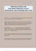 EPPP DIAGNOSIS AND PSYCHOPATHOLOGY EXAM QUESTIONS AND ANSWERS 100&percnt; PASS