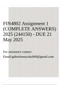 FIN4802 Assignment 1 &lpar;COMPLETE ANSWERS&rpar; 2025 &lpar;244150&rpar; - DUE 21 May 2025