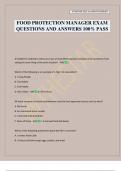 FOOD PROTECTION MANAGER EXAM QUESTIONS AND ANSWERS 100&percnt; PASS