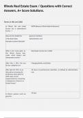 Illinois Real Estate Exam &sol; Questions with Correct Answers&comma; A&plus; Score Solutions&period;