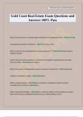 Gold Coast Real Estate Exam Questions and Answers 100&percnt; Pass