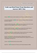 Gold coast Real Estate Exam Questions and Answers 100&percnt; Pass