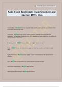 Gold Coast Real Estate Exam Questions and Answers 100&percnt; Pass