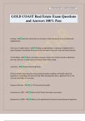 GOLD COAST Real Estate Exam Questions and Answers 100&percnt; Pass