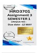 HRD3701 Assignment 3 &lpar;COMPLETE ANSWERS&rpar; Semester 1 2025 - DUE 12 May 2025