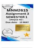 MNM2615 Assignment 3 PORTFOLIO &lpar;COMPLETE ANSWERS&rpar; Semester 1 2025 - DUE 13 May 2025