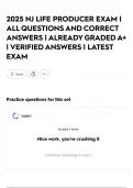2025 NJ LIFE PRODUCER EXAM &vert; ALL QUESTIONS AND CORRECT ANSWERS &vert; ALREADY GRADED A&plus; &vert; VERIFIED ANSWERS &vert; LATEST EXAM