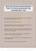 HEALTH & HUMAN DEVELOPMENT UNIT 1 & 2 EXAM QUESTIONS AND ANSWERS 100&percnt; PASS