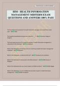 HIM - HEALTH INFORMATION MANAGEMENT MIDTERM EXAM QUESTIONS AND ANSWERS 100&percnt; PASS