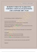 HUBSPOT INBOUND MARKETING CERTIFICATION EXAM QUESTIONS AND ANSWERS 100&percnt; PASS