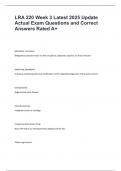 LRA 220 Week 3 Latest 2025 Update Actual Exam Questions and Correct Answers Rated A