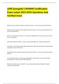 LMR Georgette&rsquo;s PMHNP Certification Exam Latest 2023-2024 Questions And Verified Answ