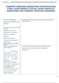 HUBSPOT INBOUND MARKETING CERTIFICATION  FINAL EXAM NEWEST ACTUAL EXAM COMPLETE  QUESTIONS AND CORRECT DETAILED ANSWERS