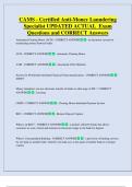 CAMS   Bundled Exam Questions and CORRECT Answers