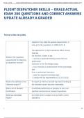 FLIGHT DISPATCHER SKILLS &ndash; ORALS ACTUAL  EXAM 200 QUESTIONS AND CORRECT ANSWERS  UPDATE ALREADY A GRADED 