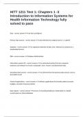 HITT 1211 Test 1&colon; Chapters 1 -3 Introduction to Information Systems for Health Information Technology fully solved to pass