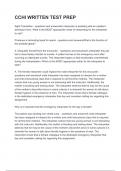 CCHI WRITTEN TEST PREP questions and answers