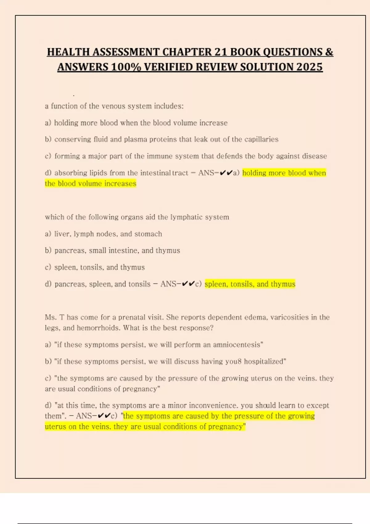 HEALTH ASSESSMENT CHAPTER 21 BOOK QUESTIONS & ANSWERS 100% VERIFIED ...