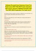 Alabama Personal Lines Insurance Exam Test  Bank Latest 2025 With 500 Practice Questions  and Correct Answers&vert; Alabama Personal Lines  Test 2025-2026 Preparation Test bank &lpar;new&excl;&rpar;