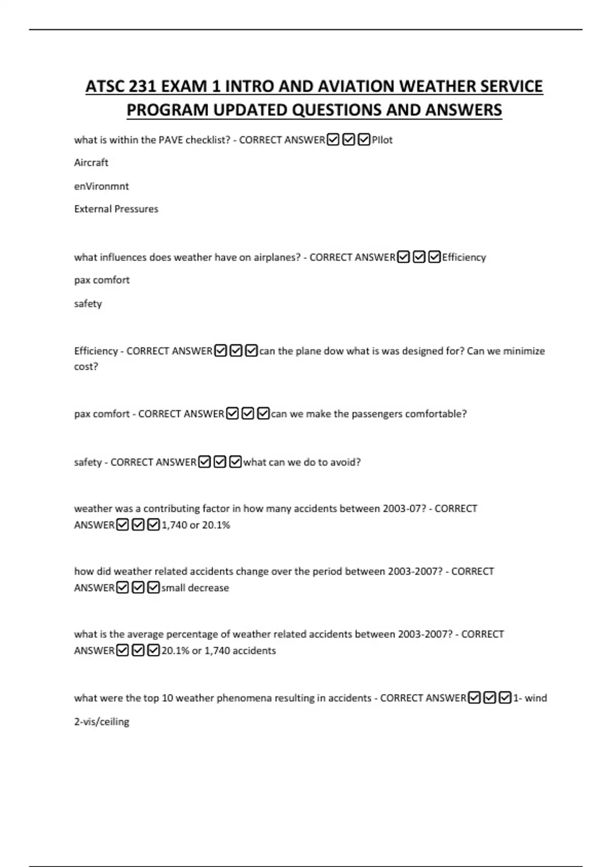 ATSC 231 EXAM 1 INTRO AND AVIATION WEATHER SERVICE PROGRAM UPDATED ...