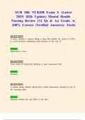NUR 208&sol; NUR208 Exam 3&colon; &lpar;Latest 2025&sol; 2026 Update&rpar; Mental Health Nursing Review &lpar;1&rpar;&vert; Qs & As&vert; Grade A&vert; 100&percnt; Correct &lpar;Verified Answers&rpar;- Fortis