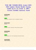 NUR 208&sol; NUR208 HESI&colon; &lpar;Latest 2025&sol; 2026 Update&rpar; Mental Health Nursing Guide&vert; Qs & As&vert; Grade A&vert; 100&percnt; Correct &lpar;Verified Answers&rpar;- Fortis